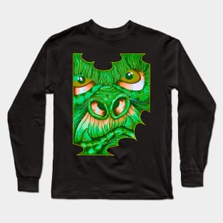 Green Gorilla Face Long Sleeve T-Shirt